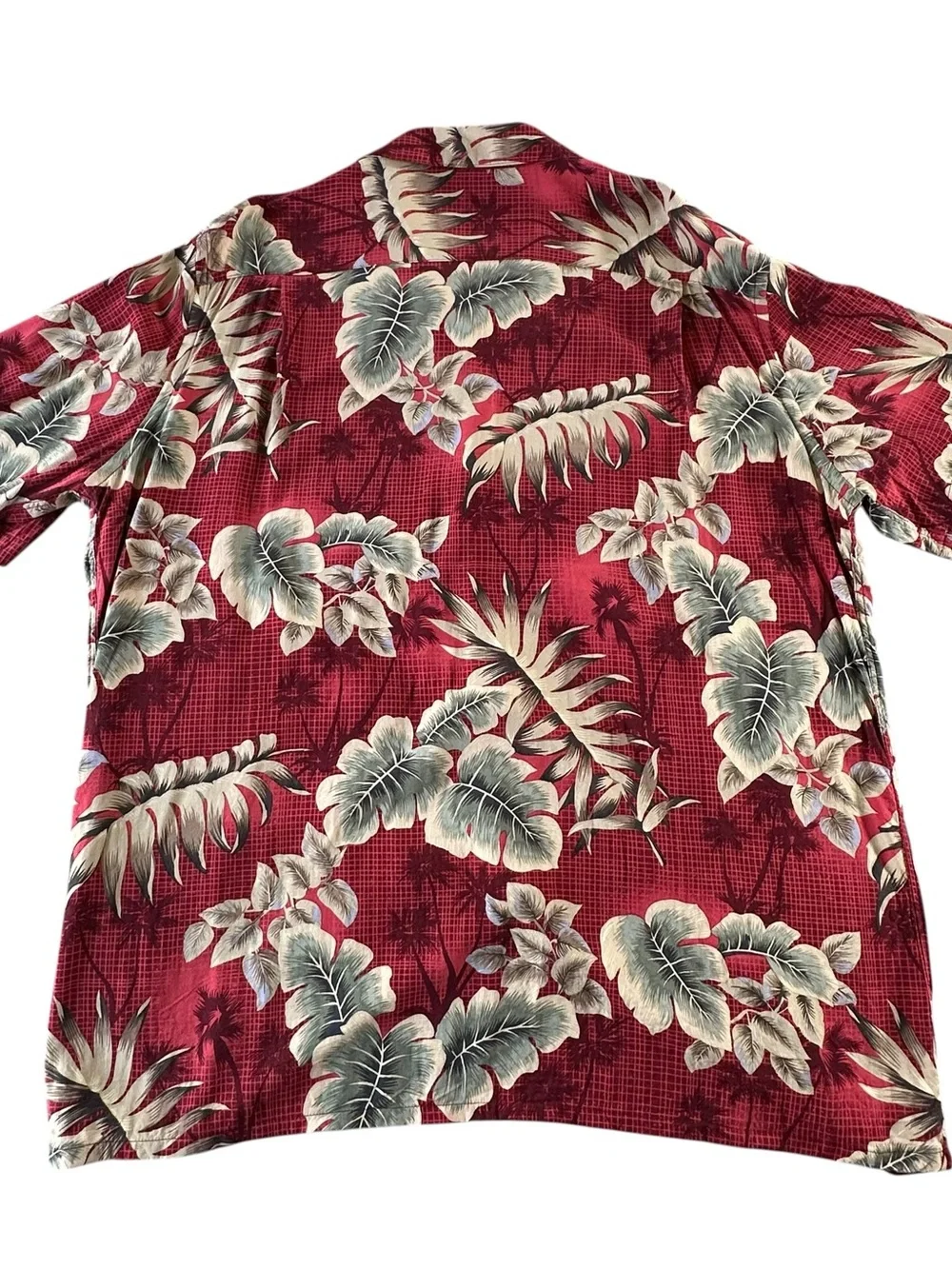 Vintage-Style Campia Red Tropical Print Short-Sleeve Button-Down Shirt XL - Picture 5 of 8